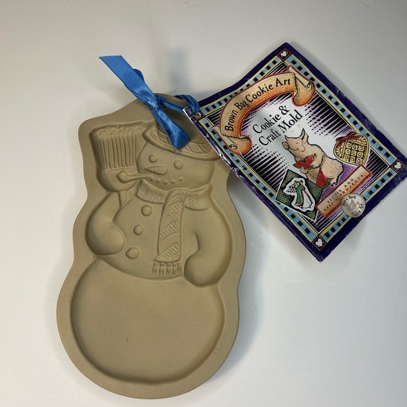Brown Bag Mold Cookie Art Snowman Cookie Crafts 1993 Winter Holiday Vntg/W/Tags - Picture 1 of 8